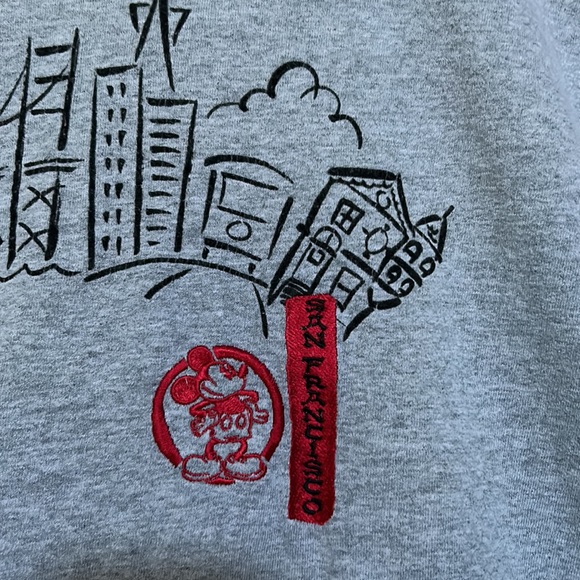 Vintage Disney Store San Francisco embroidered Mickey Mouse gray T-shirt XL 1999 - Picture 5 of 16